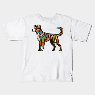 Pop art dog illustration. cubism illustration of a dog Kids T-Shirt